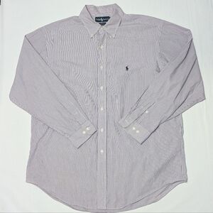 Ralph Lauren Mens Dress‎ Shirt Yarmouth 100% Cotton Purple Plaid 16 1/2 34/35